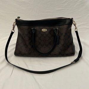 Dark Brown and Black Coach Bag